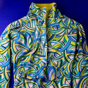 Oleg Cassini Sport Pullover windbreaker size M Vintage 90’s  Blue and Green